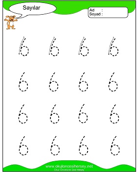 okul öncesi 1 sayısı çizgi çalışması